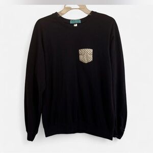 Nola Couture sz L navy pique pullover fleur de lis Patterned Pocket